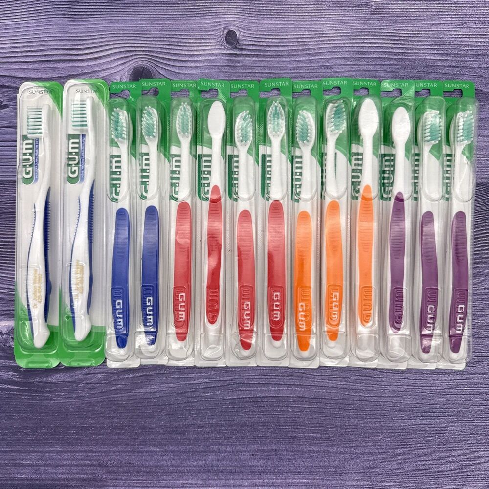 14 LOT GUM 457 DomeTrim Soft Compact Head ToothBrush Made in USA VTG Sunstar